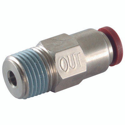 4MM X 1/8" BSPT CONICAL CHECK OUT VALVE - 1/8" BSP Tapered Male x 4mm Outside Diameter, Conical Check Out Valve, Auxiliary, Working Temperature -10Â°C to +60Â°C, Maximum Working Pressure 10 bar, Aircomp StampotecnicaAll images used are for illustrative