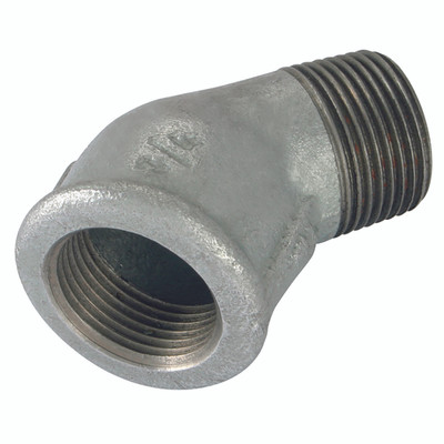 3/8"  BSP/T M/FEM 45 ELBOW GALV GF121G - 1" BSP Tapered Male x 1" BSP Parallel Female, Malleable Iron Pipe Fitting, Galvanised, Equal 45Ã‚Â° Elbow, Fig