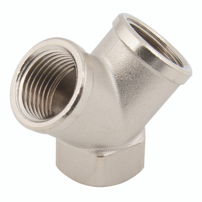 EQUAL "Y" PIECE BRASS PLATED 3/8" FEM - 1/8" BSP Parallel Female, Brass Nickel Plated Adaptor, Equal Y, KelmAll images used are for illustrative purposes only