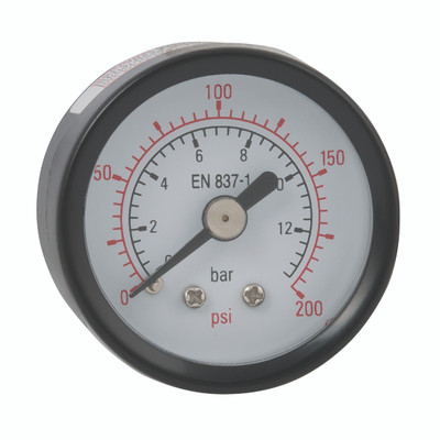 0-160PSI 40MM STEEL GAUGE 1/8" BSPT BACK - 1/8" BSP Tapered Male, Steel Case, Centre Back Connection, 40mm Diameter, Dry Gauge, 40mm Dial Diameter, Working Pressure  0-15 psi, Working Pressure 0-1 bar, Air-ProAll images used are for illustrative purpos 0-160PSI 40MM STEEL GAUGE 1/8" BSPT BACK - 1/8" BSP Tapered Male, Steel Case, Centre Back Connection, 40mm Diameter, Dry Gauge, 40mm Dial Diameter, Working Pressure  0-15 psi, Working Pressure 0-1 bar, Air-ProAll images used are for illustrative purpos
