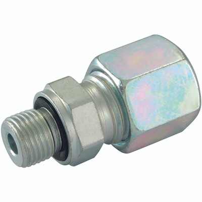 10MM OD X 1/2"  BSPP MALE STUD STEEL (S) - 3/8" BSP Parallel Male x 10mm Outside Diameter, Hydraulic DIN 2353 Compression Fitting, Form B, Heavy Duty, Stud Coupling, Chromium Plated Steel, Maximum Working Pressure 630 bar, Danfoss WaltechAll images use