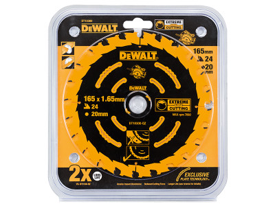 Dewalt Extreme Framing Circular Saw Blade 165 x 20mm x 24T - The DEWALT Extreme Framing Circular Saw Blades have a thin kerf (cutting width) to ensure that less push force is required by the user and that they cut straighter with reduced binding Dewalt Extreme Framing Circular Saw Blade 165 x 20mm x 24T - The DEWALT Extreme Framing Circular Saw Blades have a thin kerf (cutting width) to ensure that less push force is required by the user and that they cut straighter with reduced binding