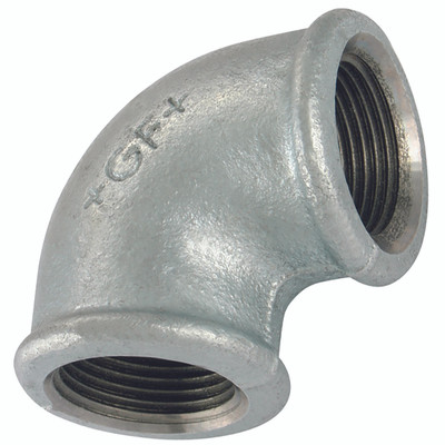 1/4"  BSPP FEM EQUAL 90 ELBOW GALV GF90G - 1" BSP Parallel Female, Malleable Iron Pipe Fitting, Galvanised, Equal 90Ã‚Â° Elbow, Fig