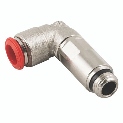 10MM OD X 3/8" BSPT MALE SW EXT ELBOW - 3/8" BSP Taper Male x 10mm Outside Diameter, Push-in Fitting, Extended, 90Ã‚Â° Stud Swivel Elbow, Brass, Working Temperature -18Ã‚Â°C to +70Ã‚Â°C, Maximum Working Pressure 20 bar, AignepAll images used are for il