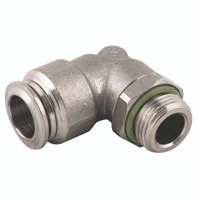 SWIVEL ELBOW BSPP 6OD X 1/8 - 1/4" BSP Parallel Male x 10mm Outside Diameter, Food Grade Push-in Fitting, 90Ã‚Â° Stud Swivel Elbow, Brass Nickle Plated, Working Temperature 0Ã‚Â°C to +200Ã‚Â°C, Maximum Working Pressure 15 bar, AignepAll images used are