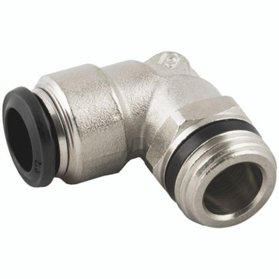 SWIVEL ELBOW MALE UNIVERSAL10 - 3/8" - 1/8" BSP Taper Male x 4mm Outside Diameter, 90Ã‚Â° Elbow, Push Fitting, Plastic/Brass Nickel Plated, Working Temperature -20Ã‚Â°C to +80Ã‚Â°C, Maximum Working Pressure 20 bar, AignepAll images used are for illustr