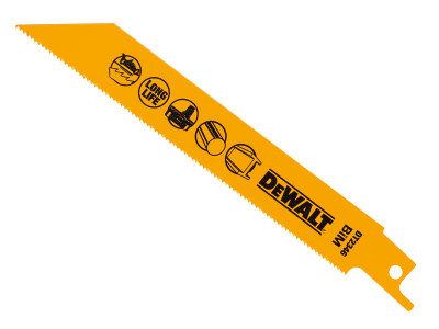 Dewalt Bi-Metal Reciprocating Blade for Metal Cordless 152mm x 18 TPI (Pack 5) - DEWALT DT2346 Bi-Metal Reciprocating Blades for metal cutting, designed for cordless machines