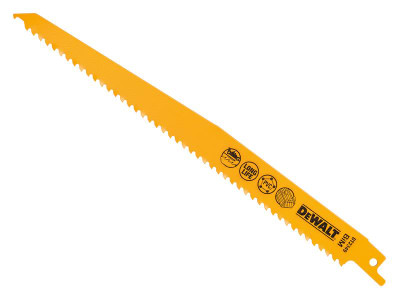 Dewalt Bi-Metal Reciprocating Blade for Wood with Nails 228mm (Pack 5) - DEWALT Bi-Metal Reciprocating Blades for extreme applications, as well as demolition work