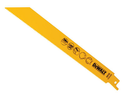 Dewalt Bi-Metal Reciprocating Blade for Metal 203mm x 14 TPI (Pack 5) - DEWALT Bi-Metal Reciprocating Blades for extreme applications, as well as demolition work