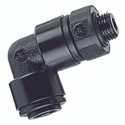 3/8" BSPP MALE SW ELBOW X 08MM OD TUBE - 1/8" BSP Parallel Male x 4mm Outside Diameter, Metric Push-in Fitting, 90Ã‚Â° Stud Swivel Elbow, Plastic, Working Temperature 0Ã‚Â°C to +23Ã‚Â°C, Maximum Working Pressure 16 bar, John GuestAll images used are fo