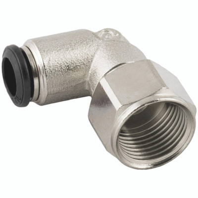 SWIVEL ELBOW FEM UNIVERSAL4 - 1/4" - 1/8" BSP Parallel Female x 4mm Outside Diameter, 90° Elbow, Push Fitting, Plastic/Brass Nickel Plated, Working Temperature -20°C to +80°C, Maximum Working Pressure 20 bar, AignepAll images used are for illu SWIVEL ELBOW FEM UNIVERSAL4 - 1/4" - 1/8" BSP Parallel Female x 4mm Outside Diameter, 90° Elbow, Push Fitting, Plastic/Brass Nickel Plated, Working Temperature -20°C to +80°C, Maximum Working Pressure 20 bar, AignepAll images used are for illu