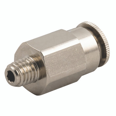 STRAIGHT MALE ADAPTOR 6-M10X1 - 1/8" BSP Taper Male x 4mm Outside Diameter, 58000 Series, High Pressure Lubrication Fitting, Stud, Brass Nickel Plated, Working Temperature -30Ã‚Â°C to +130Ã‚Â°C, Maximum Working Pressure 150 bar, AignepAll images used a