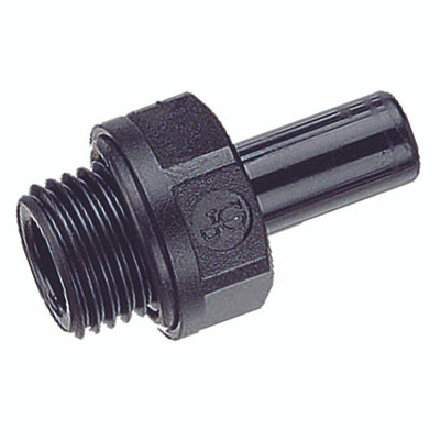 1/2" BSPP MALE X 10MM OD STEM ADAPTOR - 1/8" BSP Parallel Male x 4mm Stem Outside Diameter, Metric Push-in Fitting, Stud Standpipe, Plastic, Working Temperature 0Ã‚Â°C to +23Ã‚Â°C, Maximum Working Pressure 16 bar, John GuestAll images used are for illu