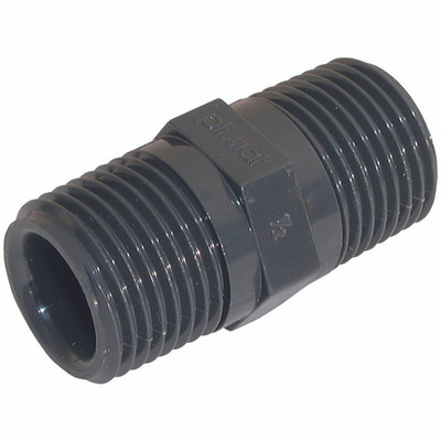 1/2"   BSP MALE EQUAL NIPPLE PVC - 1" BSP Parallel Male, UPVC Threaded Fitting, Wras Approved, Equal, Nipple, Working Temperature 0Ã‚Â°C to +60Ã‚Â°C, Maximum Working Pressure 0 to 12 bar, ComerAll images used are for illustrative purposes only