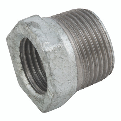 1/2"X3/8"    BSPT/P MALE/FEM BUSH GALV - 3/8" BSP Tapered Male x 1/4" BSP Parallel Female, Malleable Iron Pipe Fitting, Galvanised, Reducing Hexagonal Bush, Fig 1/2"X3/8"    BSPT/P MALE/FEM BUSH GALV - 3/8" BSP Tapered Male x 1/4" BSP Parallel Female, Malleable Iron Pipe Fitting, Galvanised, Reducing Hexagonal Bush, Fig