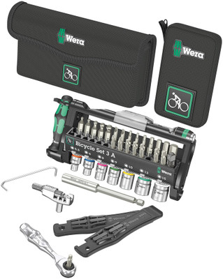 Wera Bicycle Set 3 A, 40 pieces - Bike tools set with ratchet, bits, sockets and a bitholding screwdriver in the smallest of spaces