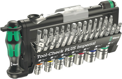 Wera Tool-Check PLUS Imperial, 39 pieces - Tool combination of ratchet, bit, sockets and a bitholding screwdriver in the smallest of spaces
