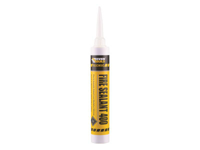 Everbuild Sika Tecnic Fire Sealant 400 White 380ml - Everbuild Tecnic Fire Sealant 400 is a neutral cure, elastic, acoustic rated silicone sealant which conforms to EN1366-4:2010 for fire retardancy and has a fire rating of up to 4 hours in certain joi