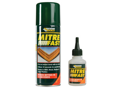 Everbuild Sika Mitre Fast Bonding Kit Large - Mitre Fast Bonding Kit is a two-part instant adhesive system comprising a cyanoacrylate adhesive and aerosol activator