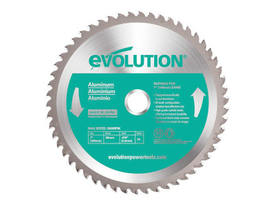 Evolution Aluminium Cutting Circular Saw Blade 180 x 20mm x 54T - Evolution tungsten carbide tipped, Aluminium Cutting Circular Saw Blade uses the highest-grade Japanese sourced carbide, a hardened steel blade body and ultra-precise brazing to create a