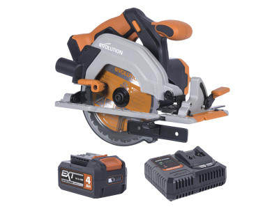 Evolution R165CCS-Li EXT Circular Saw 18V 1 x 4.0Ah Li-ion - The Evolution R165CCS-Li EXT Circular Saw with multi-material cutting technology is capable of cutting wood (even with embedded nails), mild steel, aluminium, composites, plastics and more