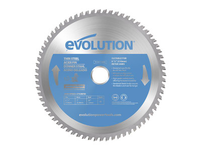 Evolution Thin Steel Cutting Mitre Saw Blade 210 x 25.4mm x 68T - Evolution Thin Steel Cutting Mitre Saw Blade delivers maximum performance by using the highest grade carbide, hardened blade bodies and ultra high-grade brazing techniques to increase pr