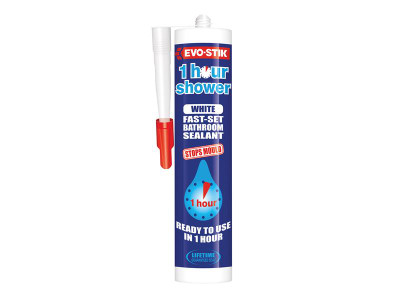 EVO-STIK 1 Hour Shower Sealant White 310ml - This Evostik 1 hour shower sealant is a fast-set bathroom sealant that is ready to use in only one hour and will help in stopping mould