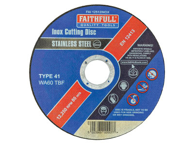 Faithfull Inox Cutting Disc 115 x 1.2 x 22.23mm - The Faithfull Inox Cutting Disc enables a quick, very clean cut with minimal effort