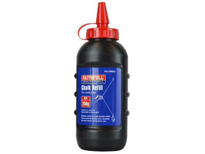 Faithfull Chalk Powder Red 250g - The Faithfull Chalk Powders are brightly coloured chalk powder refills for use with chalk line reels, in handy nozzle-cap squeezy bottles with easy pouring spout