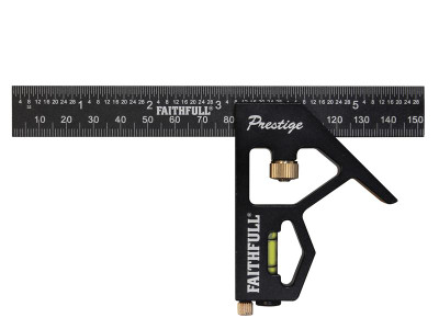 Faithfull Prestige Combination Square Black Aluminium 150mm (6in) - The Faithfull Prestige Combination Square is manufactured from aluminium using computer numerical controlled (CNC) machines