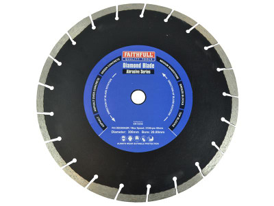 Faithfull Abrasive Diamond Blade 300 x 20mm - The Faithfull Abrasive Series Diamond Blades offer a great cost per cut ratio with good diamond quality and bond formation