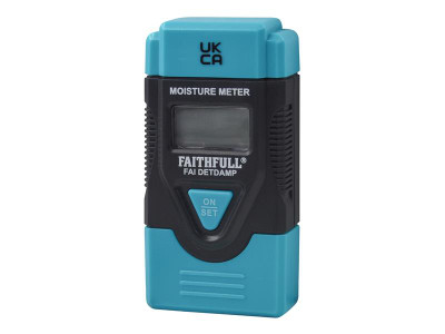 Faithfull Damp & Moisture Meter LCD Display - This Faithfull small, pocket sized damp and moisture meter can be used to measure the moisture content in timber, paper, cardboard, and hard materials such as mortar, concrete and plaster