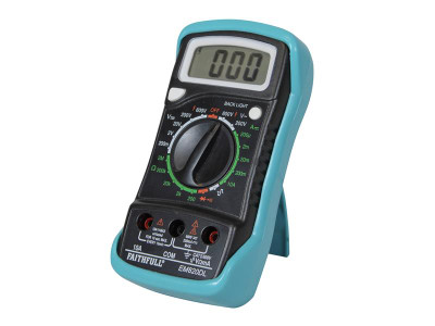 Faithfull Multimeter LCD Display - This handy Faithfull Multimeter can be used for the measurement of DC / AC voltage, DC current and Resistance and for Diode and Transistor testing and Audible Continuity testing