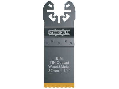 Faithfull Multi-Functional Tool Bi-Metal Flush Cut TiN Coated Blade 32mm - These Faithfull Multi-Functional Tool Bi-Metal Flush Cut TiN Coated Blades offer high-performance and have a durable titanium coating to harden and protect the cutting and slidi