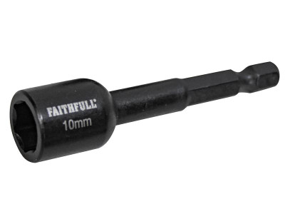 Faithfull Magnetic Impact Nut Driver 10mm x 1/4in Hex - Faithfull Magnetic Impact Nut Driver is specifically designed and for use in high torque impact drivers
