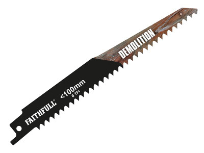 Faithfull S1111DF Bi-Metal Sabre Saw Blade Demolition 228mm 6 TPI (Pack of 5) - These Faithfull Sabre Saw Blades BIM Demolition are high-quality blades manufactured for precision and stability