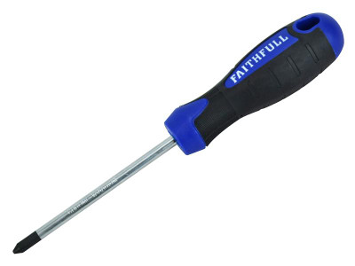 Faithfull Soft Grip Screwdriver Phillips Tip PH2 x 100mm - Faithfull Phillips Tip Screwdrivers with a high quality, correctly hardened and tempered chrome vanadium steel blade