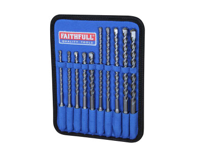Faithfull SDS Plus Drill Bit Set, 10 Piece - These high-performance Faithfull Tungsten Carbide Tipped Drill Bits fit into SDS Plus chucks which provide a particularly secure non-slip grip that transmits maximum power for rotary percussion drilling, mai