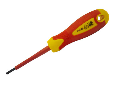 Faithfull VDE Soft Grip Screwdriver Parallel Slotted Tip 5.5 x 125mm - Faithfull parallel slotted tip VDE screwdrivers are manufactured to EN 60900: 2012 and individually tested at 10,000V before leaving the factory, guaranteeing a safe working limit o
