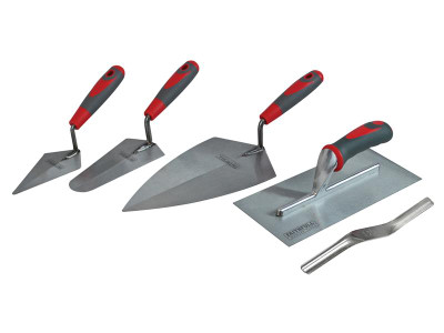 Faithfull Soft Grip Handle Trowel Pack 5 Piece - The Faithfull 5 piece Soft Grip Handle Trowel Set contains all the popular trowels for the DIY or occasional user