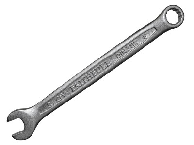Faithfull Combination Spanner CV Satin Finish 8mm - These Faithfull professional, high quality Combination Spanners are forged from chrome vanadium steel, which is hardened, tempered and satin chrome plated for corrosion protection