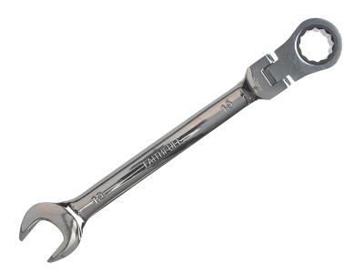 Faithfull Ratchet Combination Spanner Flex Head CV 22mm - These Faithfull Chrome Vanadium spanners have flexible ratchet heads, which can turn through 180&deg;, allowing them to be used in more awkward to reach places at any angle