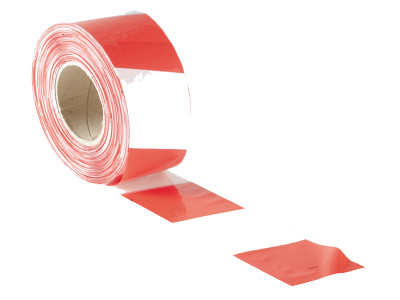 Faithfull Barrier Tape 70mm x 500m Red & White - A strong, durable non-adhesive PVC tape used for marking out or cordoning off areas Faithfull Barrier Tape 70mm x 500m Red & White - A strong, durable non-adhesive PVC tape used for marking out or cordoning off areas
