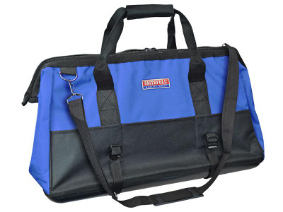 Faithfull Hard Base Tool Bag 61cm (24in) - Hard Base Tool Bags are made from heavy-duty polyester and feature a wide top opening, hard base, side pockets and a heavy-duty zip