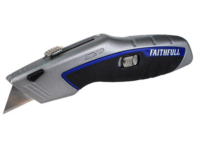 Faithfull Professional Auto-Load Utility Knife - The Faithfull Professional Auto-Load Utility Knife features a 3 position button for blade depth setting and a quick-release blade change with an auto-load blade mechanism - it will automatically load the