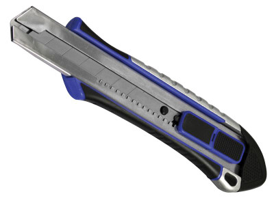 Faithfull Heavy-Duty Retractable Snap-Off Trimming Knife 18mm - The Faithfull Heavy-Duty Retractable Snap-Off Trimming Knife has a two function button that enables the knife to be used as an auto-retracting safety knife or as a fixed blade knife