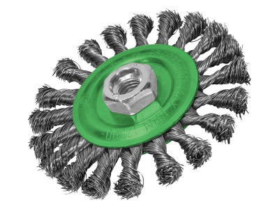 Faithfull Flat Twist Knot Wire Brush 115 x 12mm M14x2 Bore, 0.35mm Stainless Steel Wire - The Faithfull Flat Twist Knot Wire Brush is compatible with 115mm (4