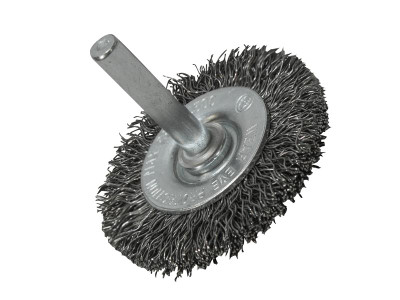 Faithfull Wire Brush 50mm x 6mm Shank, 0.30 Wire - This Faithfull crimped steel Wire Circular Brush is designed for light to medium-duty applications such as cleaning metal surfaces prior to welding or painting