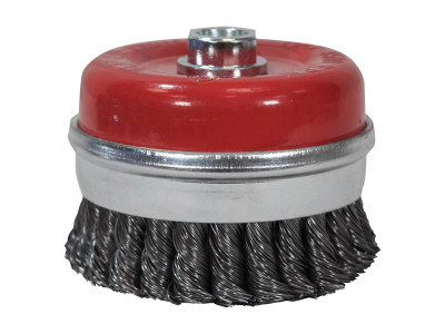 Faithfull Wire Cup Brush Twist Knot 100mm M14x2, 0.50mm Steel Wire - Faithfull Twist Knot Wire Cup Brush for heavier duty applications such as the removal of slag, rust, scale or even dried concrete