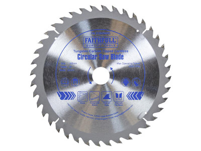 Faithfull TCT Cordless Trimsaw Blade 165 x 20mm x 40T POS - The Faithfull TCT Cordless Trimsaw Blade has Tungsten Carbide Tips and a narrow 1